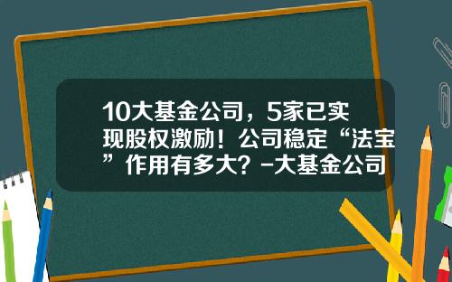 10大基金公司，5家已实现股权激励！公司稳定“法宝”作用有多大？-大基金公司