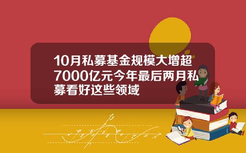 10月私募基金规模大增超7000亿元今年最后两月私募看好这些领域
