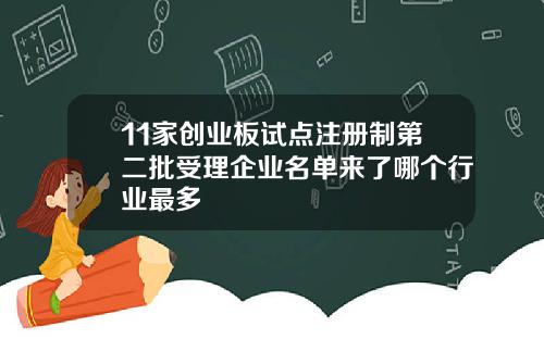 11家创业板试点注册制第二批受理企业名单来了哪个行业最多