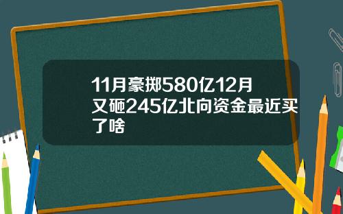 11月豪掷580亿12月又砸245亿北向资金最近买了啥