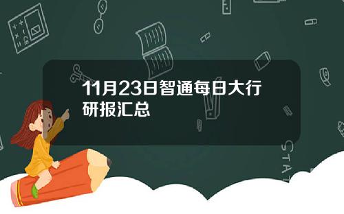 11月23日智通每日大行研报汇总