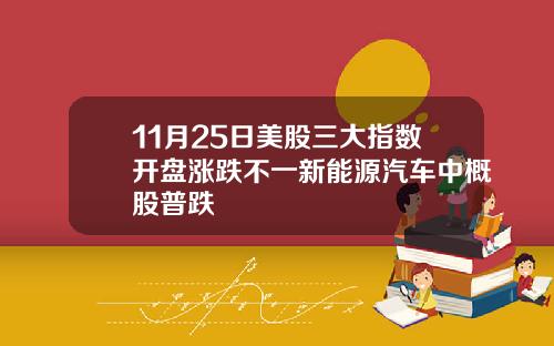 11月25日美股三大指数开盘涨跌不一新能源汽车中概股普跌