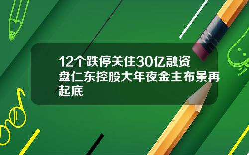 12个跌停关住30亿融资盘仁东控股大年夜金主布景再起底