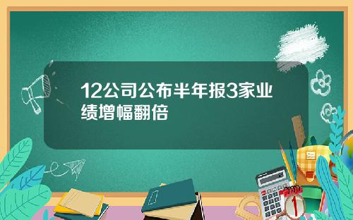 12公司公布半年报3家业绩增幅翻倍