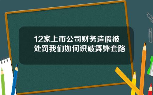 12家上市公司财务造假被处罚我们如何识破舞弊套路