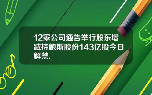 12家公司通告举行股东增减持鲍斯股份143亿股今日解禁.