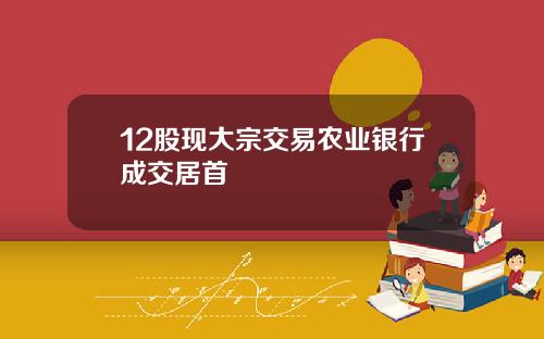 12股现大宗交易农业银行成交居首