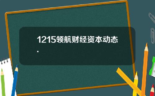 1215领航财经资本动态.