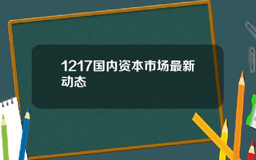 1217国内资本市场最新动态