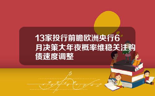 13家投行前瞻欧洲央行6月决策大年夜概率维稳关注购债速度调整