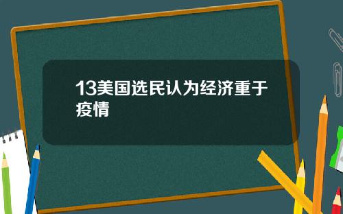 13美国选民认为经济重于疫情