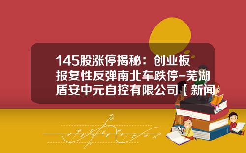 145股涨停揭秘：创业板报复性反弹南北车跌停-芜湖盾安中元自控有限公司【新闻】