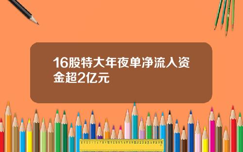 16股特大年夜单净流入资金超2亿元