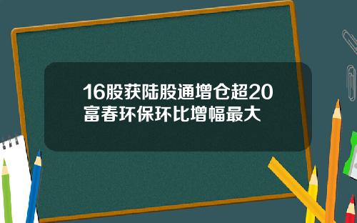 16股获陆股通增仓超20富春环保环比增幅最大
