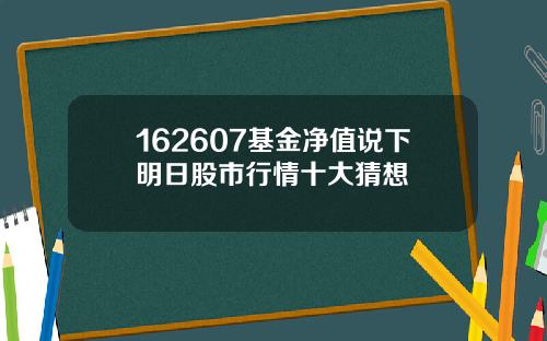 162607基金净值说下明日股市行情十大猜想