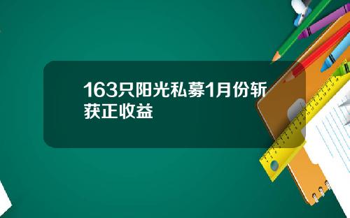 163只阳光私募1月份斩获正收益