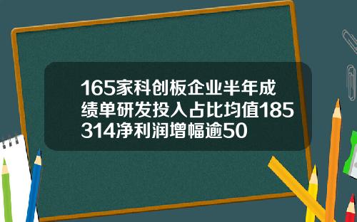 165家科创板企业半年成绩单研发投入占比均值185314净利润增幅逾50