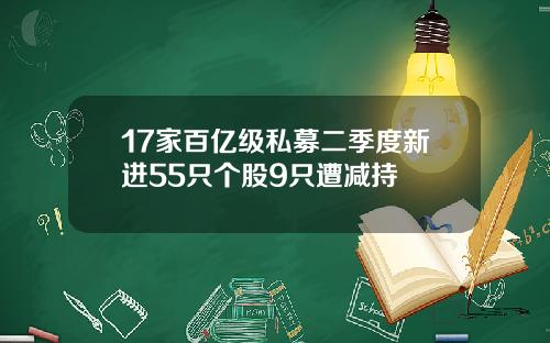 17家百亿级私募二季度新进55只个股9只遭减持