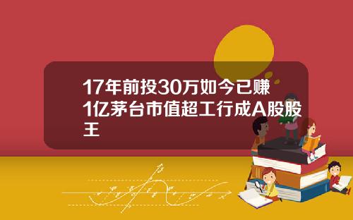 17年前投30万如今已赚1亿茅台市值超工行成A股股王