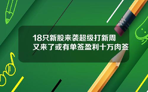 18只新股来袭超级打新周又来了或有单签盈利十万肉签