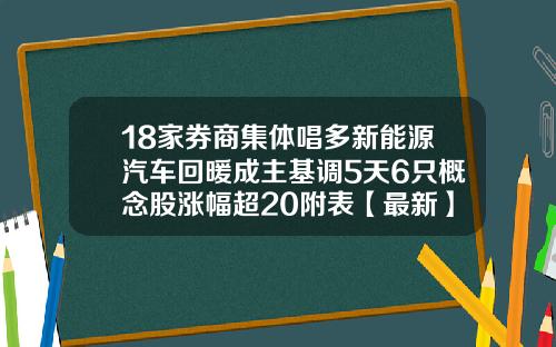 18家券商集体唱多新能源汽车回暖成主基调5天6只概念股涨幅超20附表【最新】
