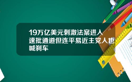 19万亿美元刺激法案进入速批通道但连平易近主党人也喊刹车
