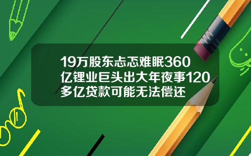 19万股东忐忑难眠360亿锂业巨头出大年夜事120多亿贷款可能无法偿还