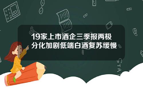 19家上市酒企三季报两极分化加剧低端白酒复苏缓慢