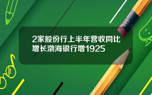 2家股份行上半年营收同比增长渤海银行增1925