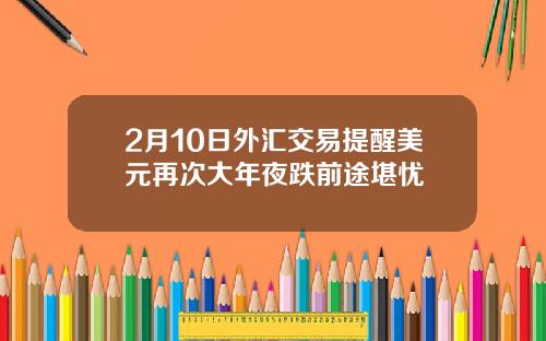 2月10日外汇交易提醒美元再次大年夜跌前途堪忧