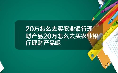 20万怎么去买农业银行理财产品20万怎么去买农业银行理财产品呢