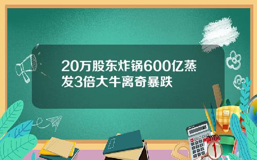 20万股东炸锅600亿蒸发3倍大牛离奇暴跌