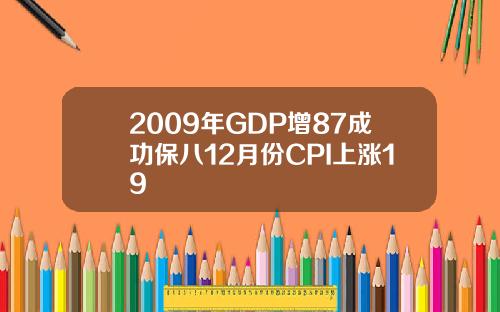 2009年GDP增87成功保八12月份CPI上涨19