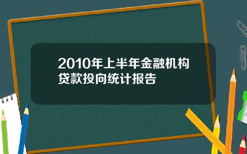 2010年上半年金融机构贷款投向统计报告