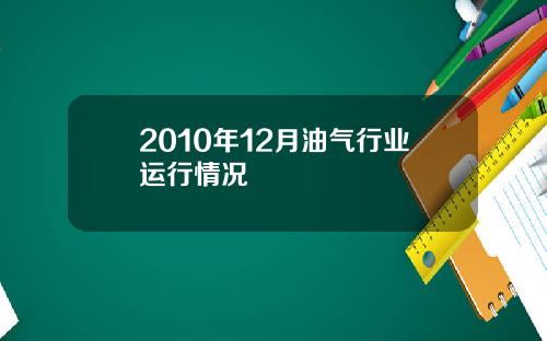 2010年12月油气行业运行情况