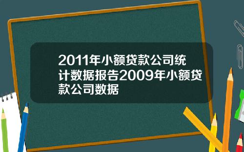 2011年小额贷款公司统计数据报告2009年小额贷款公司数据