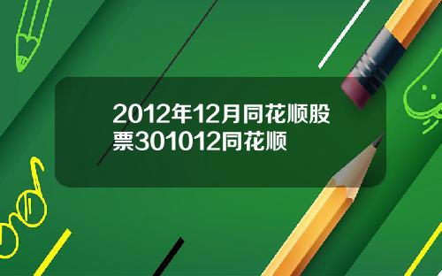 2012年12月同花顺股票301012同花顺