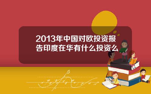2013年中国对欧投资报告印度在华有什么投资么