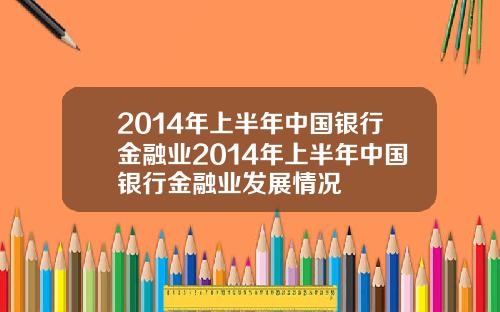 2014年上半年中国银行金融业2014年上半年中国银行金融业发展情况