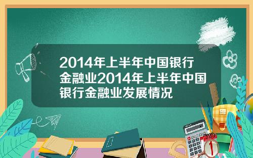 2014年上半年中国银行金融业2014年上半年中国银行金融业发展情况