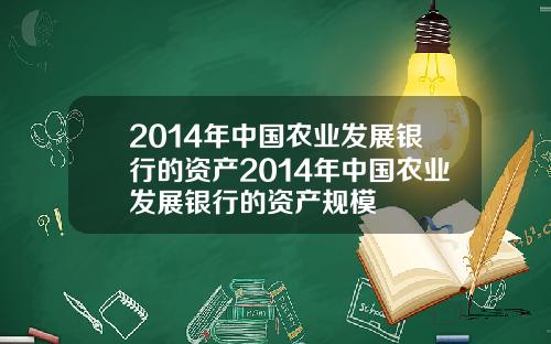 2014年中国农业发展银行的资产2014年中国农业发展银行的资产规模