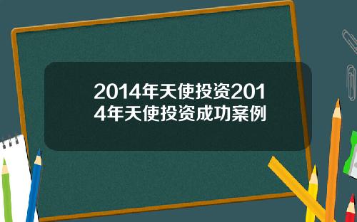 2014年天使投资2014年天使投资成功案例