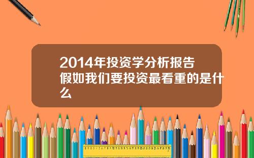 2014年投资学分析报告假如我们要投资最看重的是什么