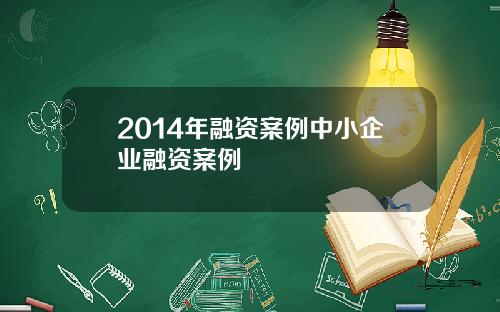 2014年融资案例中小企业融资案例