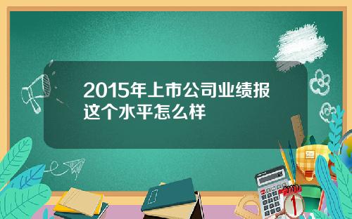 2015年上市公司业绩报这个水平怎么样