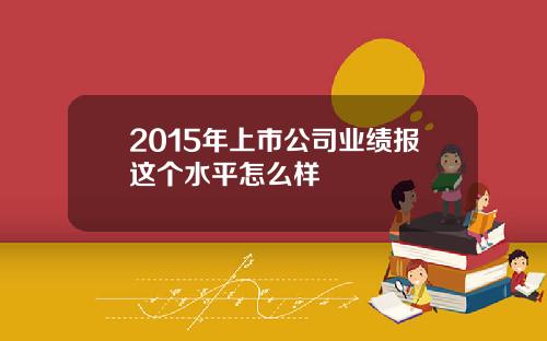 2015年上市公司业绩报这个水平怎么样