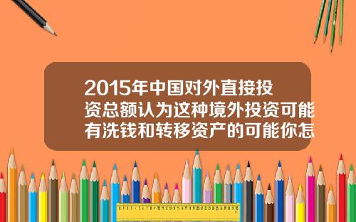 2015年中国对外直接投资总额认为这种境外投资可能有洗钱和转移资产的可能你怎么看