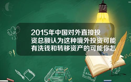 2015年中国对外直接投资总额认为这种境外投资可能有洗钱和转移资产的可能你怎么看