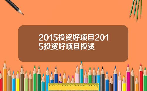 2015投资好项目2015投资好项目投资