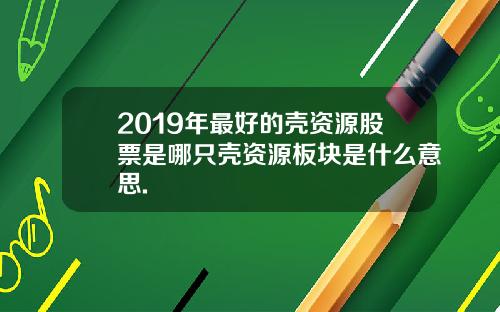 2019年最好的壳资源股票是哪只壳资源板块是什么意思.